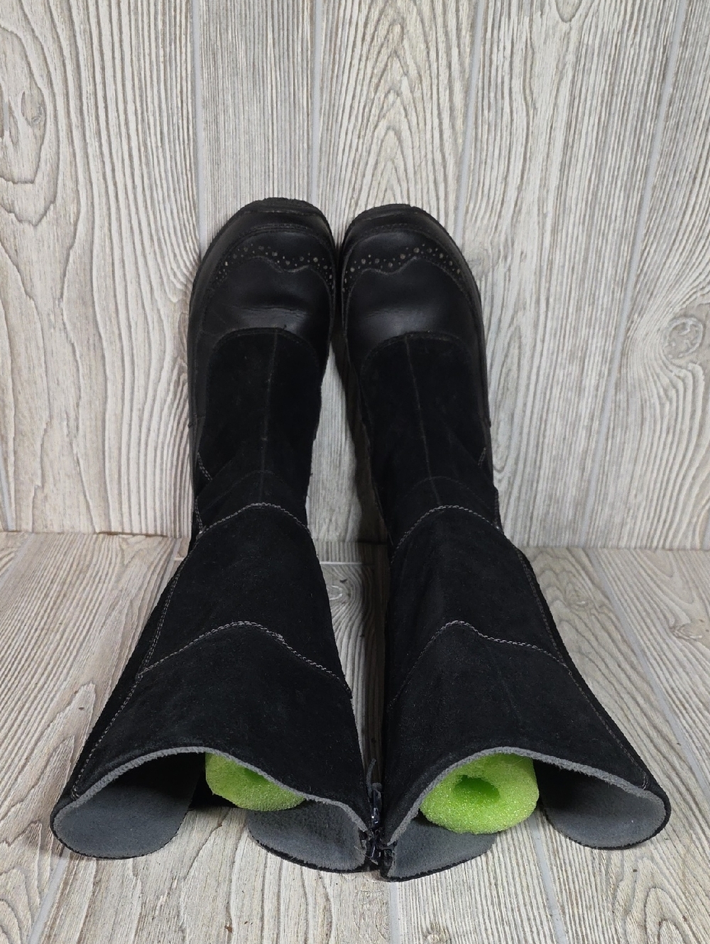The North Face Anna Purna Tall Black Suede Leather Boots Womens Size 8.5 - Picture 7 of 16